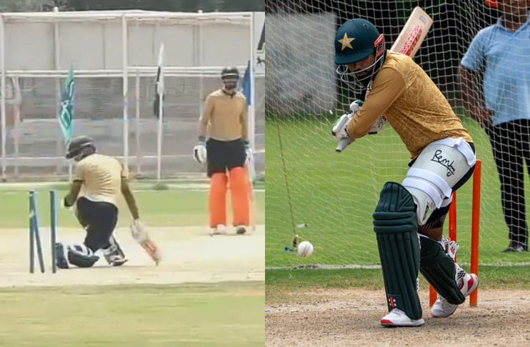 babar-azam-bowled-by-local-bowler-during-practice-match