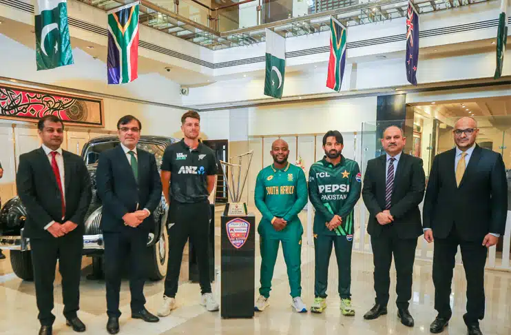 trophy-for-tri-nation-odi-series-unveiled-Pakistan-New-Zealand-South-Africa-toss